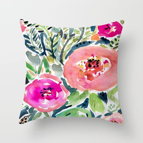 Home Decor Living Room Sofa Graffiti Flower Print Pillowcase - Image 8
