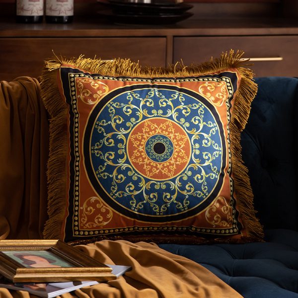 Pillow Sofa High-grade Sense Duplex Printing Tassel Waist Pillow Back Luxury Pillows - Image 3