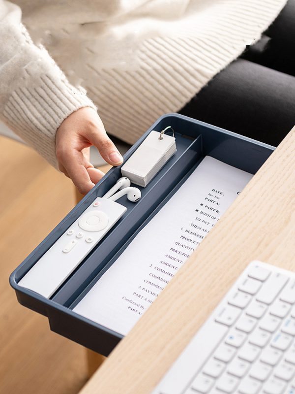 Under Desk Drawer Adhesive Storage Box For Office Pen Holder Hidden Sorting Box Kitchen Knife Fork Storage Tray Organizer - Image 2