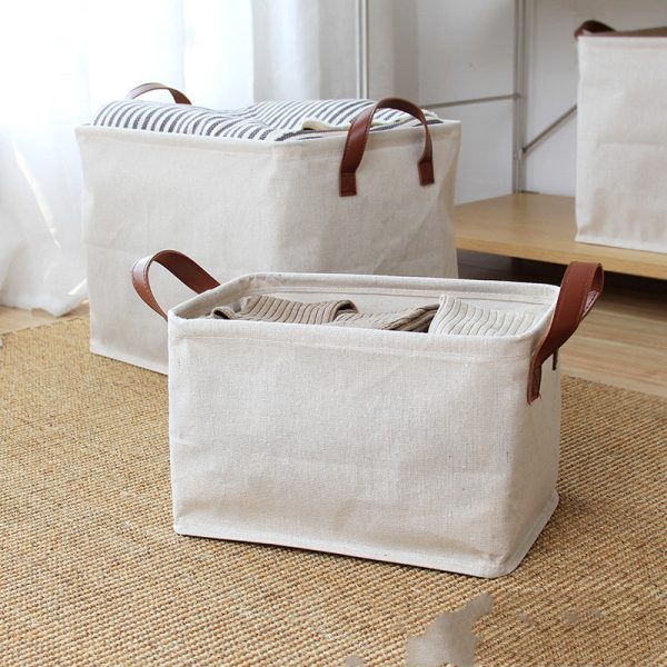 Storage Box Home Cotton And Linen Storage Basket Wardrobe Storage Box - Image 2