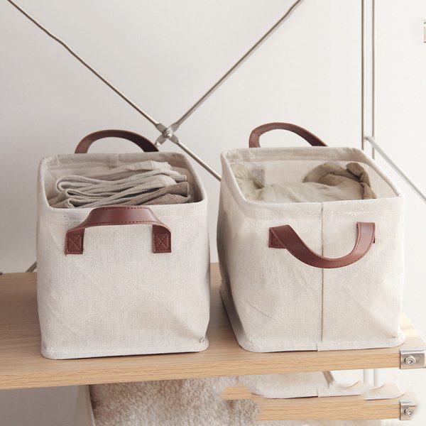 Storage Box Home Cotton And Linen Storage Basket Wardrobe Storage Box - Image 3