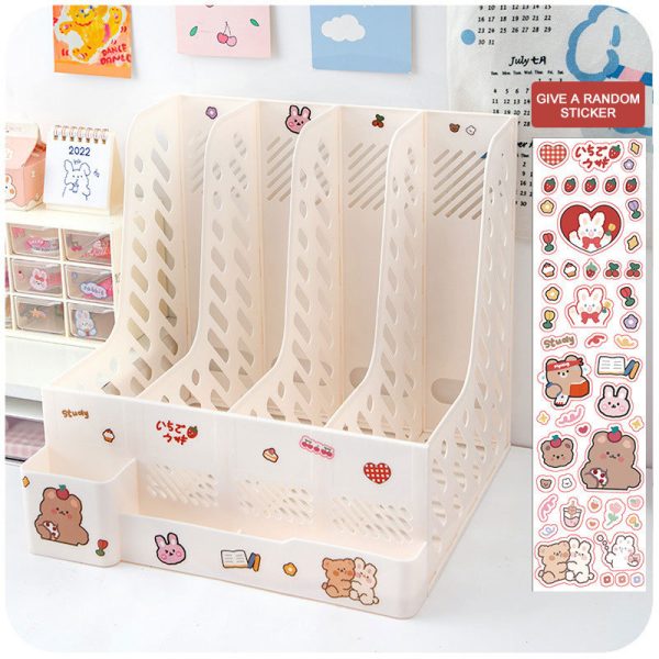 Kawaii Desk Organizer File Tray Book Stand Office Rack - Image 2