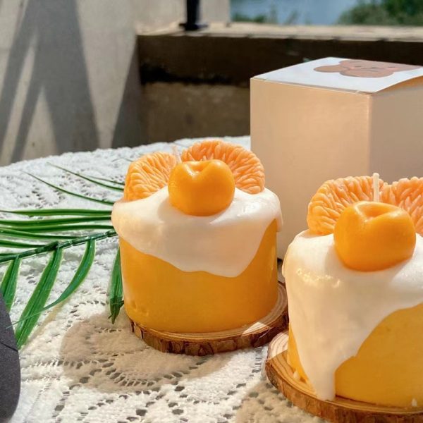 Orange Cute Fruit Cream Cupcake Scented Candles - Image 3