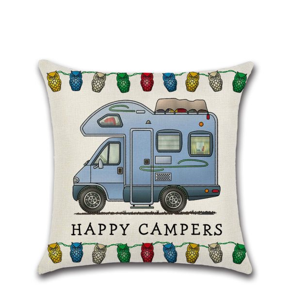 New Cartoon Camper RV Dining Car Series Linen Pillow Case - Image 2