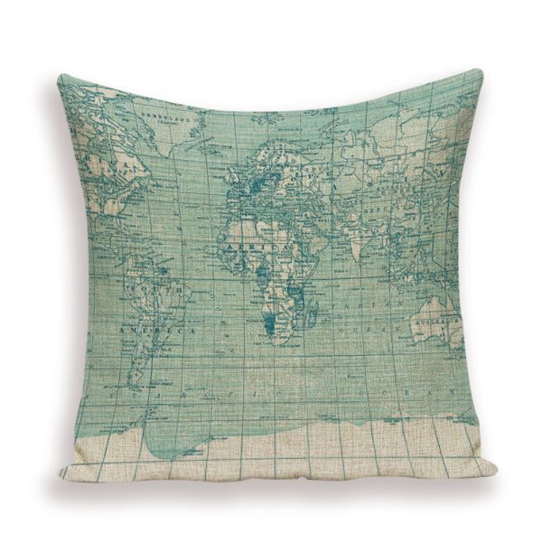 New Retro Toss Pillow Case European World Map Cushion Cover Seat Sofa Covers Morocco Linen House Home Decor Throw Pillows Cases - Image 10