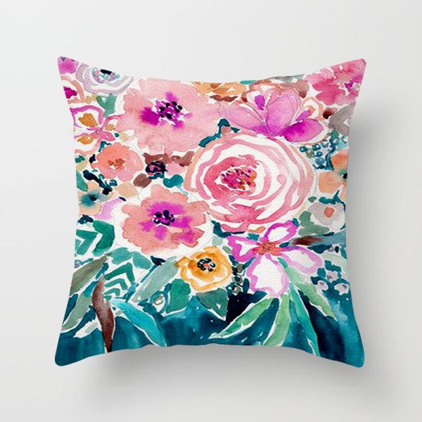Home Decor Living Room Sofa Graffiti Flower Print Pillowcase - Image 6