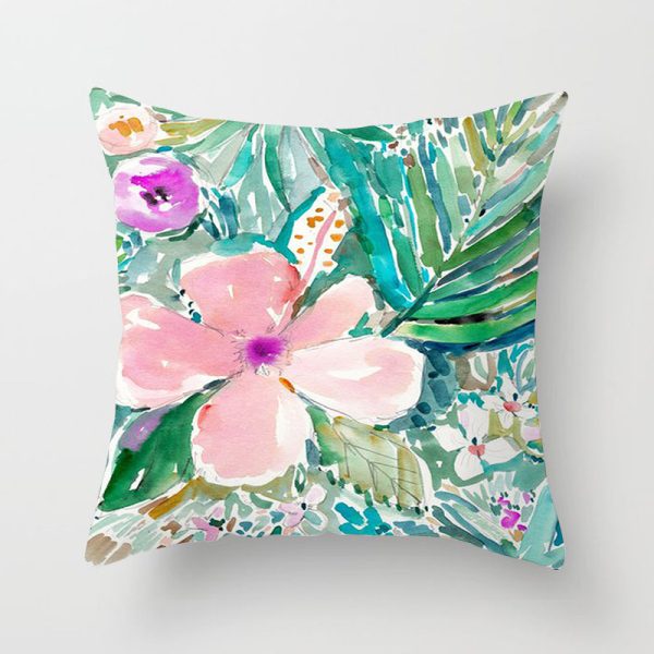 Home Decor Living Room Sofa Graffiti Flower Print Pillowcase - Image 5