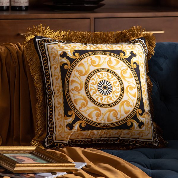 Pillow Sofa High-grade Sense Duplex Printing Tassel Waist Pillow Back Luxury Pillows - Image 7