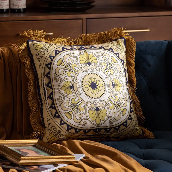 Pillow Sofa High-grade Sense Duplex Printing Tassel Waist Pillow Back Luxury Pillows - Image 8