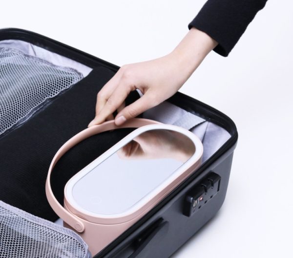 Portable Led Desk Storage Cosmetic Mirror Organizer Box With Light - Image 3