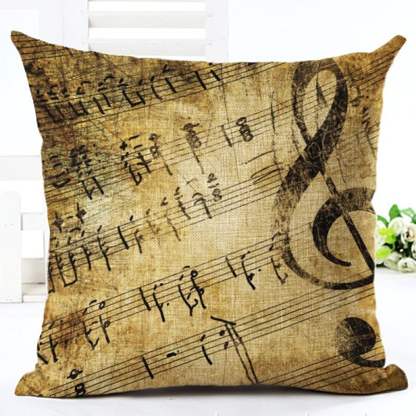 Gajjar Pillow Case Musical Note Painting Linen Throw Pillow Case Home Dropshipping Support Pillows For Neck - Image 2
