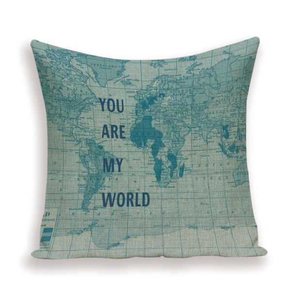 New Retro Toss Pillow Case European World Map Cushion Cover Seat Sofa Covers Morocco Linen House Home Decor Throw Pillows Cases - Image 5