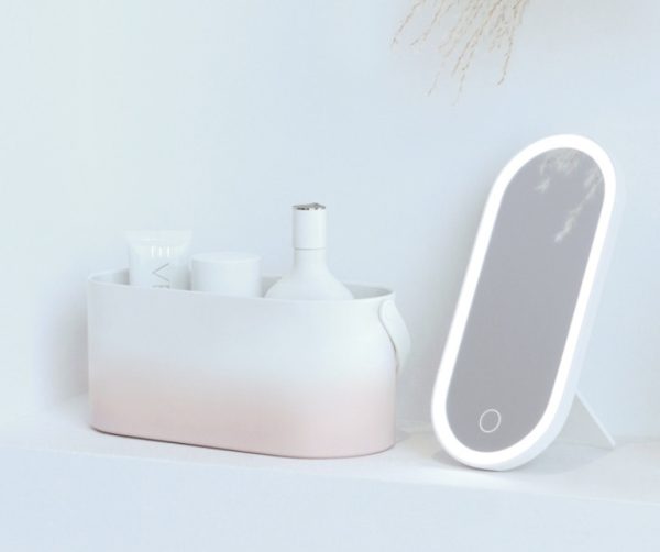 Portable Led Desk Storage Cosmetic Mirror Organizer Box With Light - Image 5