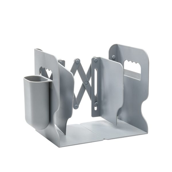 Retractable Bookends For Shelves Book Support Stand Adjustable Bookshelf With Pen Holder Desk Organizer Office Accessories - Image 4