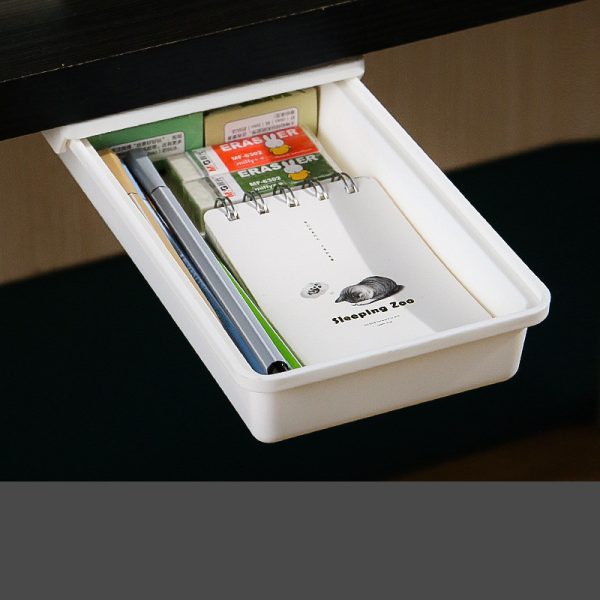 Under Desk Invisible Transparent Drawer Storage Box Desktop Stationery Organizer - Image 4