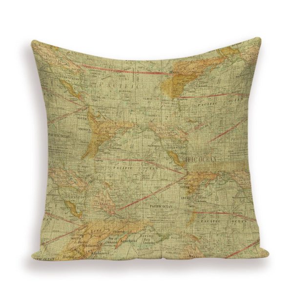 New Retro Toss Pillow Case European World Map Cushion Cover Seat Sofa Covers Morocco Linen House Home Decor Throw Pillows Cases - Image 9