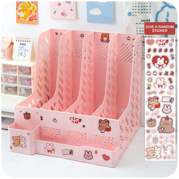 Kawaii Desk Organizer File Tray Book Stand Office Rack - Image 3