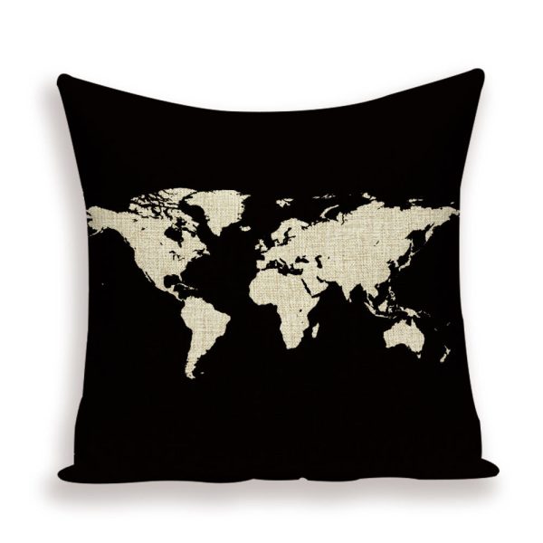 New Retro Toss Pillow Case European World Map Cushion Cover Seat Sofa Covers Morocco Linen House Home Decor Throw Pillows Cases - Image 3