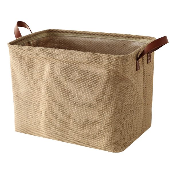 Storage Basket Jute Fabric Foldable Storage Box - Image 3
