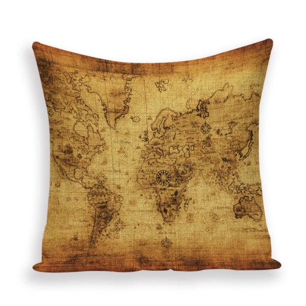 New Retro Toss Pillow Case European World Map Cushion Cover Seat Sofa Covers Morocco Linen House Home Decor Throw Pillows Cases - Image 6