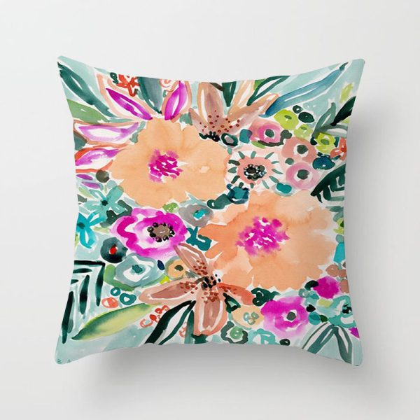 Home Decor Living Room Sofa Graffiti Flower Print Pillowcase - Image 10