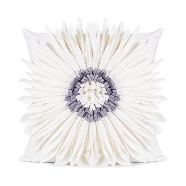 Fashion Modern Style White Throw Pillows Velvet Stitching 3D Chrysanthemum Cushion Waist Pillow Blue Cushion Case - Image 7