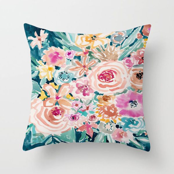 Home Decor Living Room Sofa Graffiti Flower Print Pillowcase - Image 7