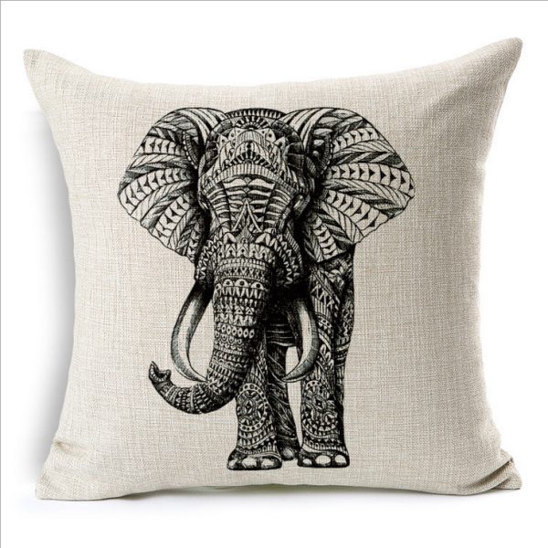 Simple Elephant Cotton Linen Pillowcase Cushion - Image 2