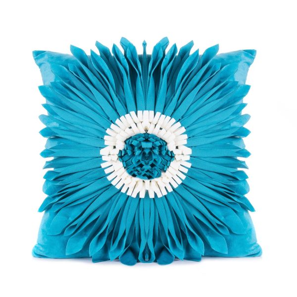 Fashion Modern Style White Throw Pillows Velvet Stitching 3D Chrysanthemum Cushion Waist Pillow Blue Cushion Case - Image 8