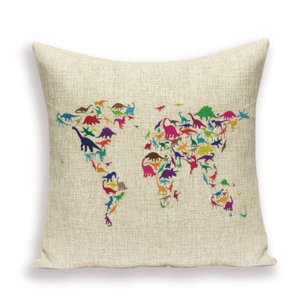 New Retro Toss Pillow Case European World Map Cushion Cover Seat Sofa Covers Morocco Linen House Home Decor Throw Pillows Cases - Image 2