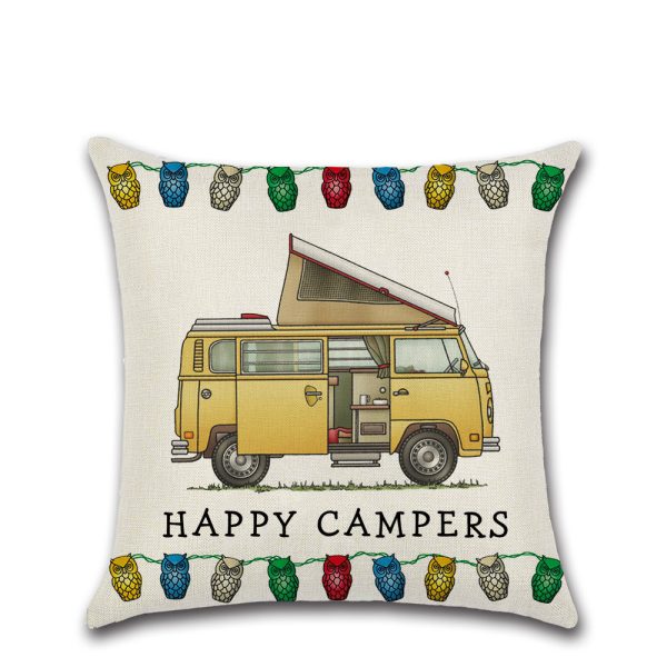 New Cartoon Camper RV Dining Car Series Linen Pillow Case - Image 4