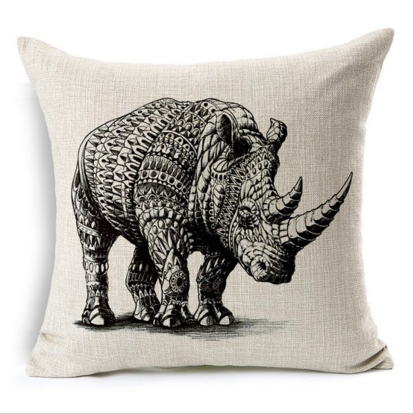 Simple Elephant Cotton Linen Pillowcase Cushion - Image 6
