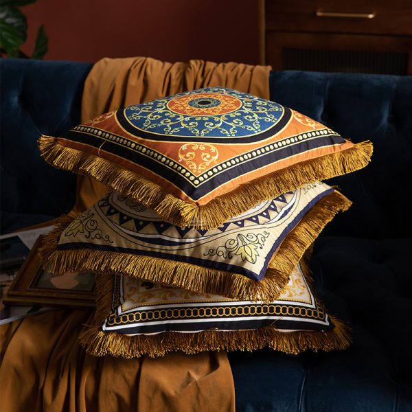 Pillow Sofa High-grade Sense Duplex Printing Tassel Waist Pillow Back Luxury Pillows - Image 6