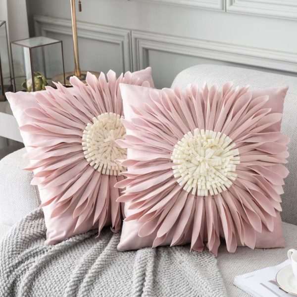 Fashion Modern Style White Throw Pillows Velvet Stitching 3D Chrysanthemum Cushion Waist Pillow Blue Cushion Case - Image 9