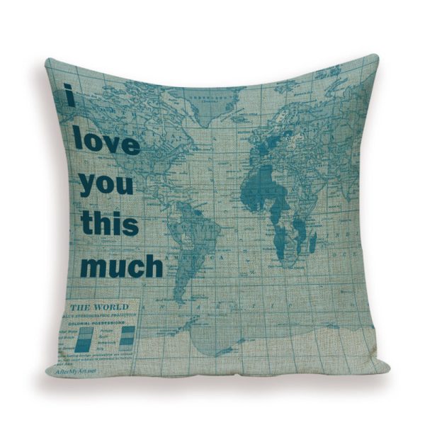 New Retro Toss Pillow Case European World Map Cushion Cover Seat Sofa Covers Morocco Linen House Home Decor Throw Pillows Cases - Image 8