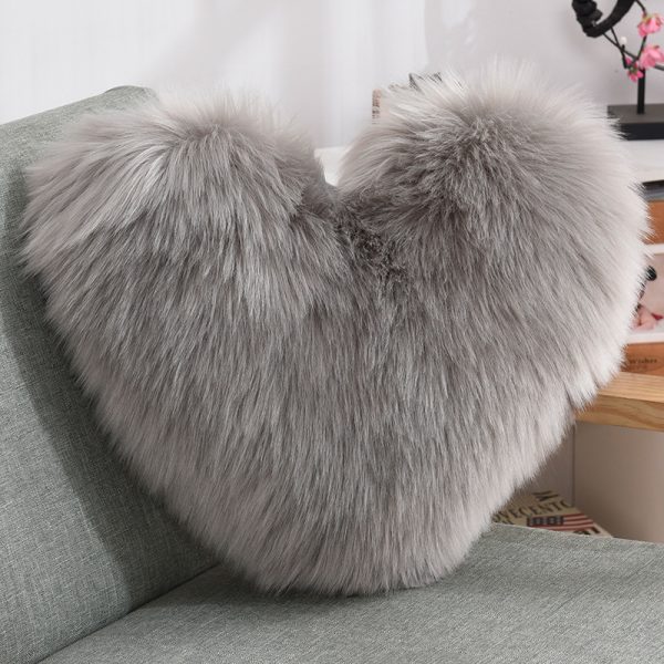 Throw Pillows Heart Shape Long Plush Fluffy Shaggy Cushion Cover Sofa Cushions Decorative Pillow Covers Pillowcase White - Image 8