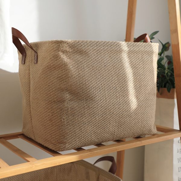 Storage Basket Jute Fabric Foldable Storage Box - Image 8