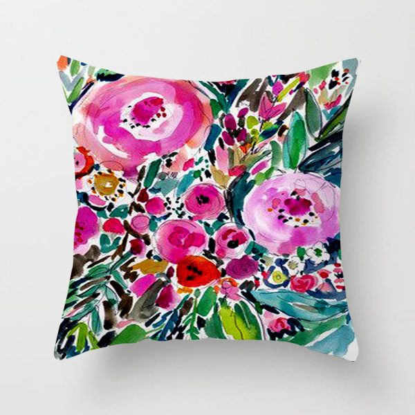 Home Decor Living Room Sofa Graffiti Flower Print Pillowcase - Image 4