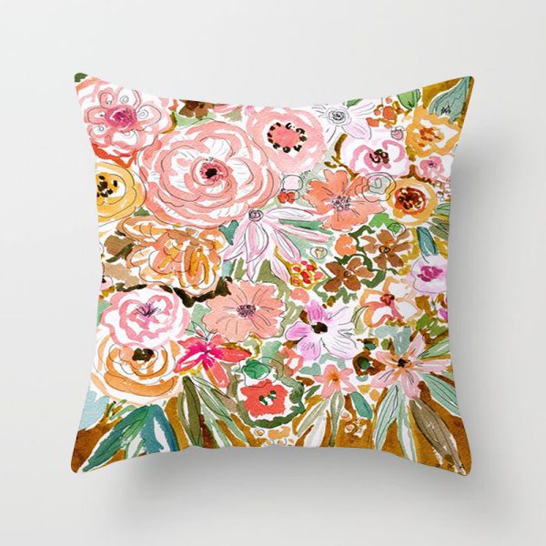 Home Decor Living Room Sofa Graffiti Flower Print Pillowcase - Image 2
